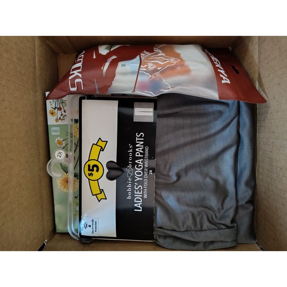 Box 122 - Wool socks, jewelry, ink pads, sewing crochet, yoga pants... more